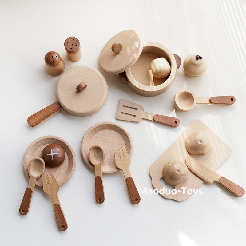 Kids Outdoor Kitchen Accessories - Juego de cocina de madera de