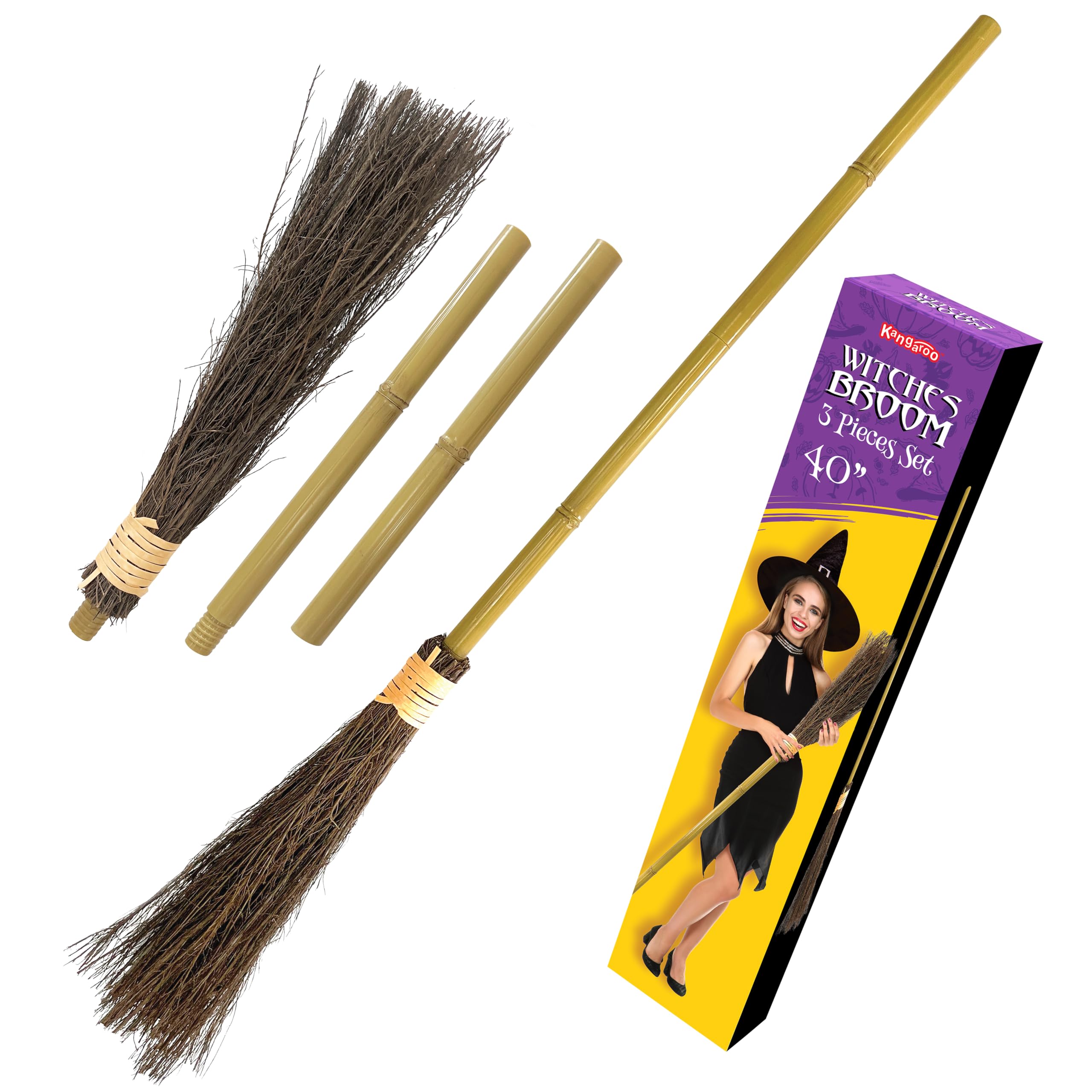 Kids Outdoor Broom - Escoba de Bruja de Bambú de