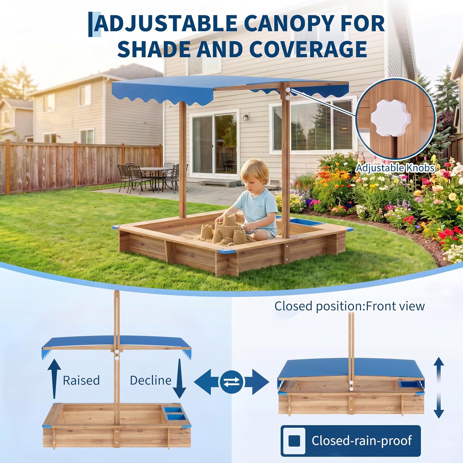 Arenero de Madera para Niños,  - Kids Outdoor Area reseña y precio