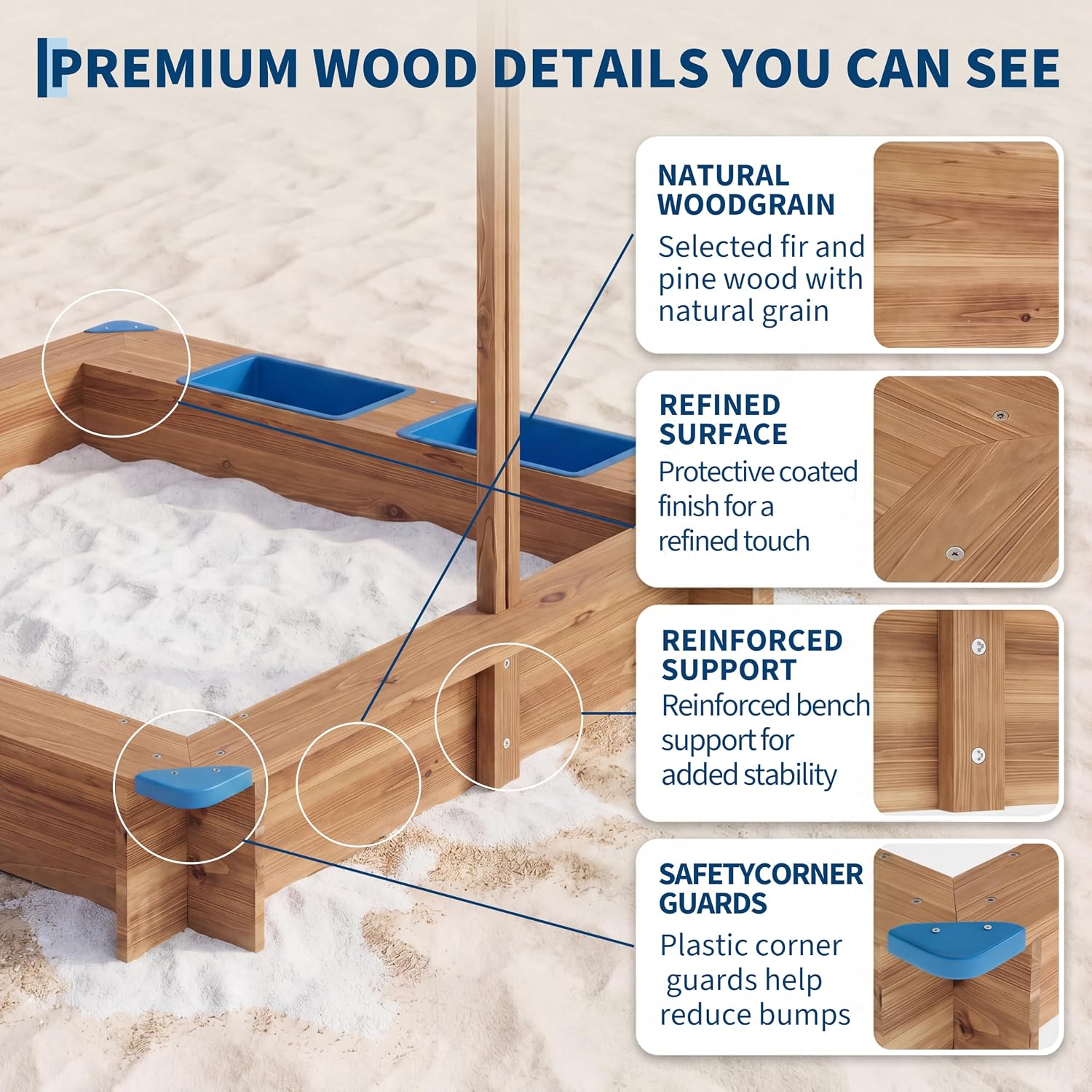 Arenero de Madera para Niños,  - Kids Outdoor Area reseña y precio